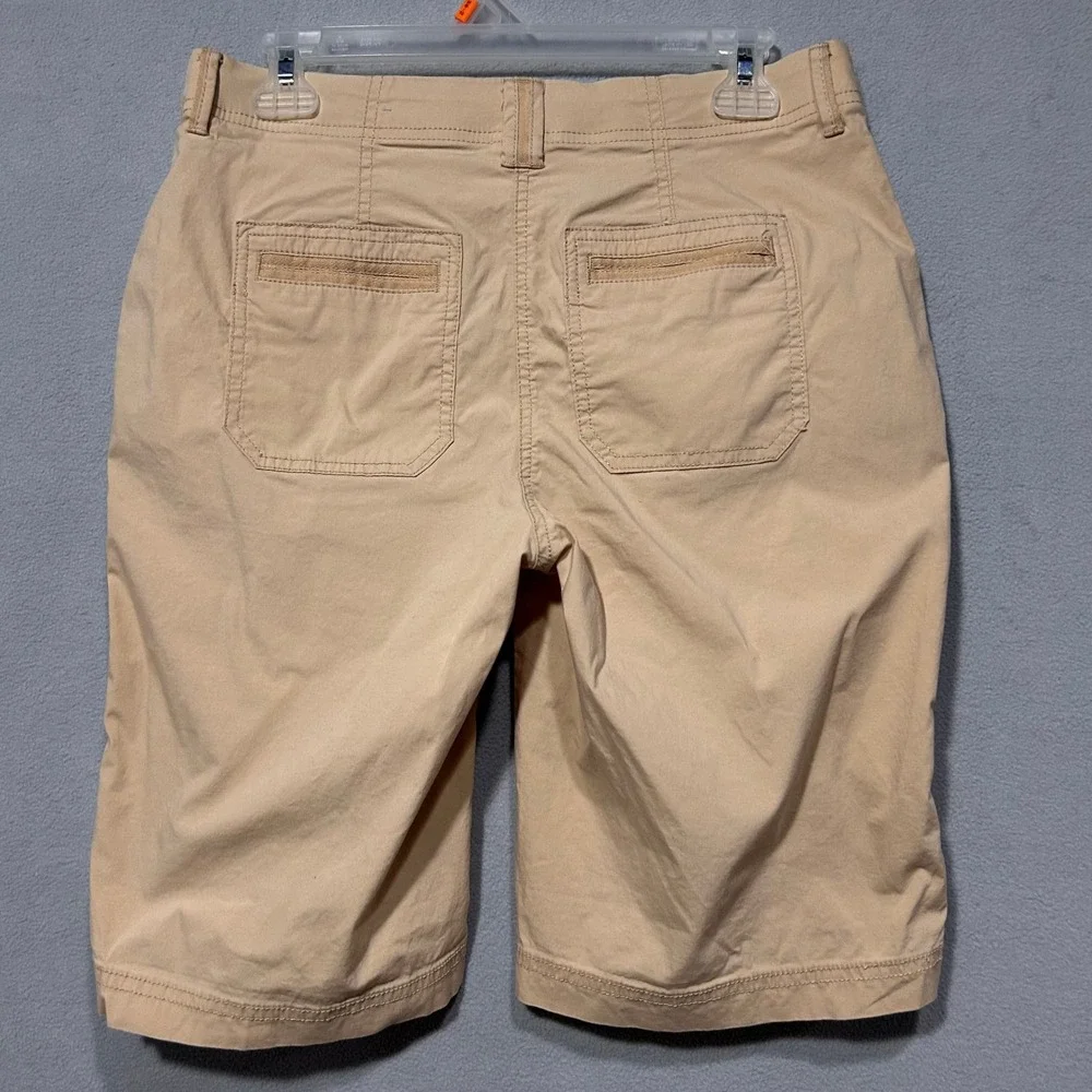 Chicos Bermuda Shorts Khaki Brown Stretch Cotton‎ Blend Womens Size 0 US 4